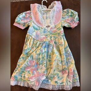 Vintage Thomas Floral Pastel Dress with Lace Collar Size 6